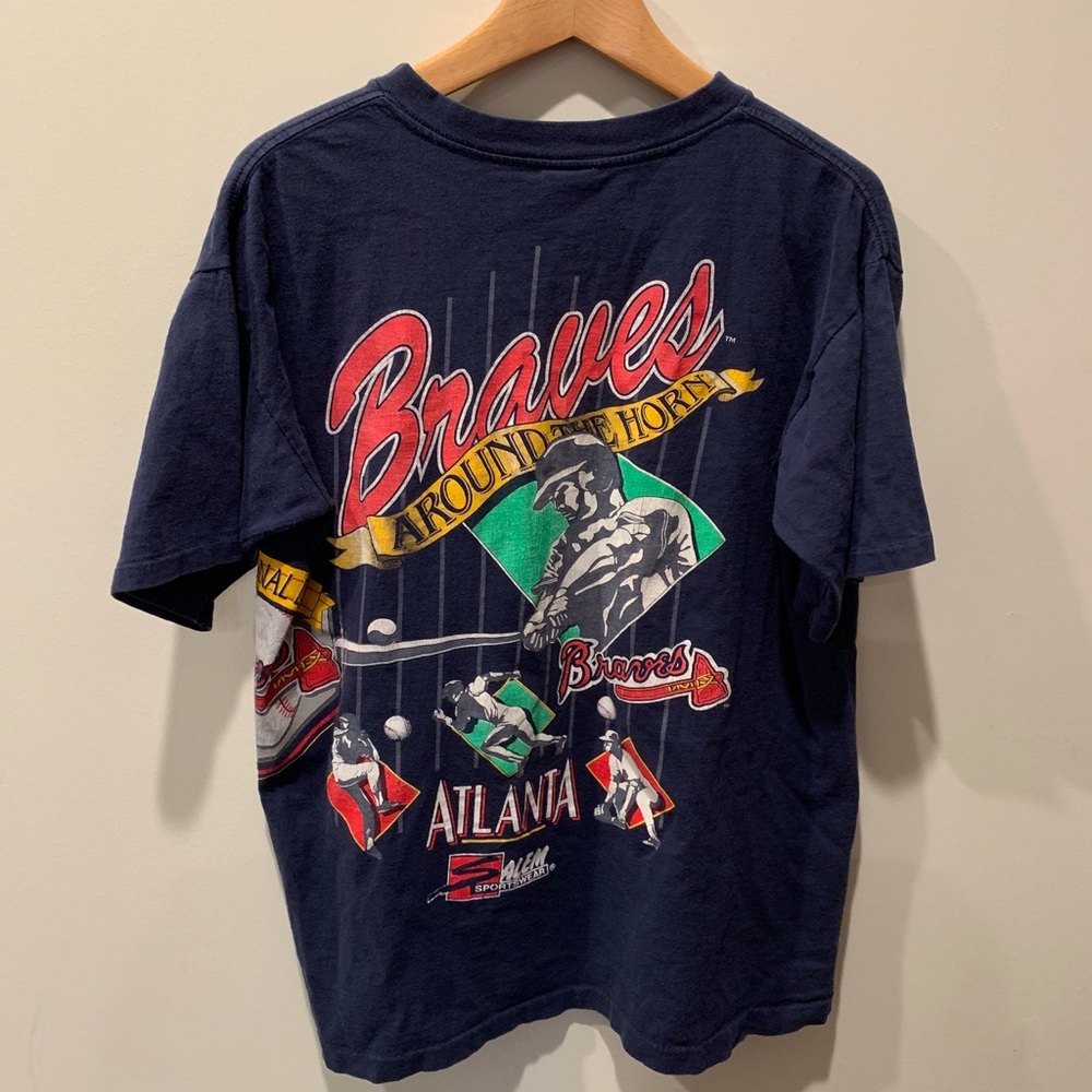 Vtg 90s MLB Atlanta Braves All Over Print T Shirt